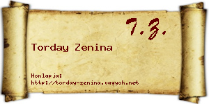 Torday Zenina névjegykártya